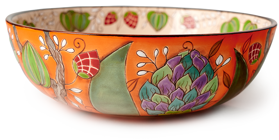 Салатник Тропики на оранжевом