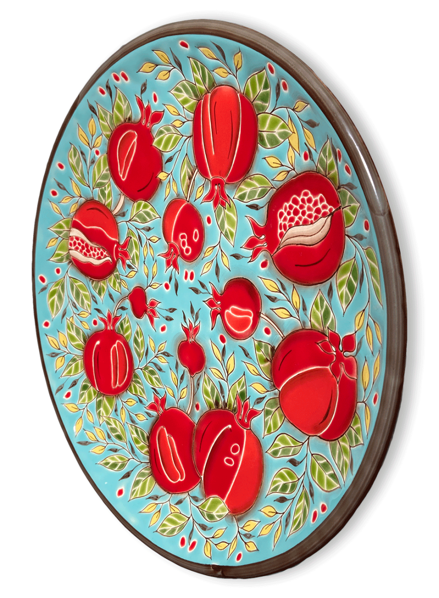 Тарелка Гранаты на бирюзовом