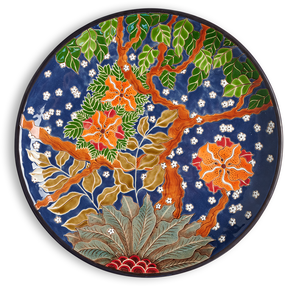 Тарелка Тропики на синем 2