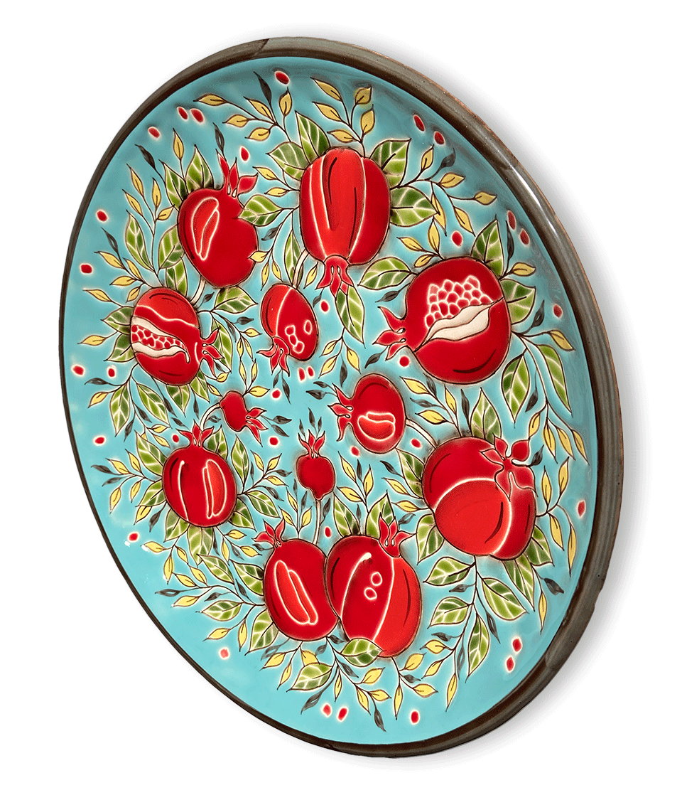 Тарелка Гранаты на бирюзовом