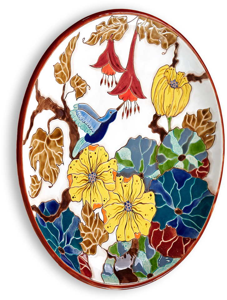 Тарелка Тропики на белом с птицей