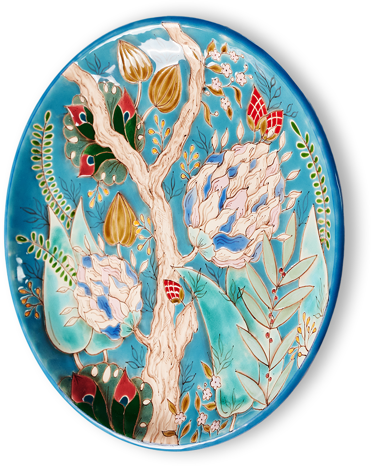 Тарелка Тропики на синем