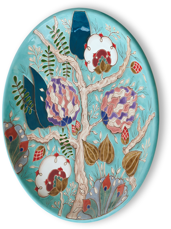 Тарелка Тропики на бирюзовом