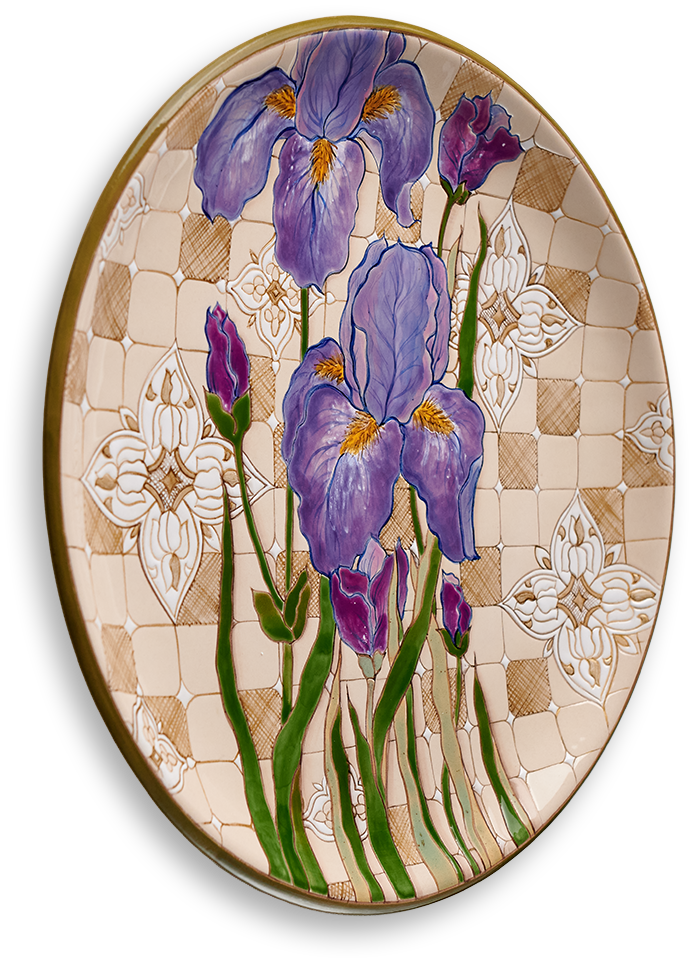 Тарелка Лоскутная Ирисы