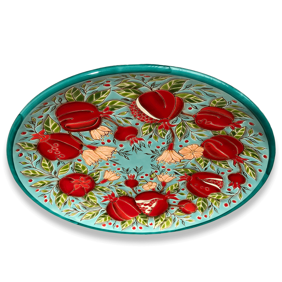 Тарелка Гранаты с новыми цветами