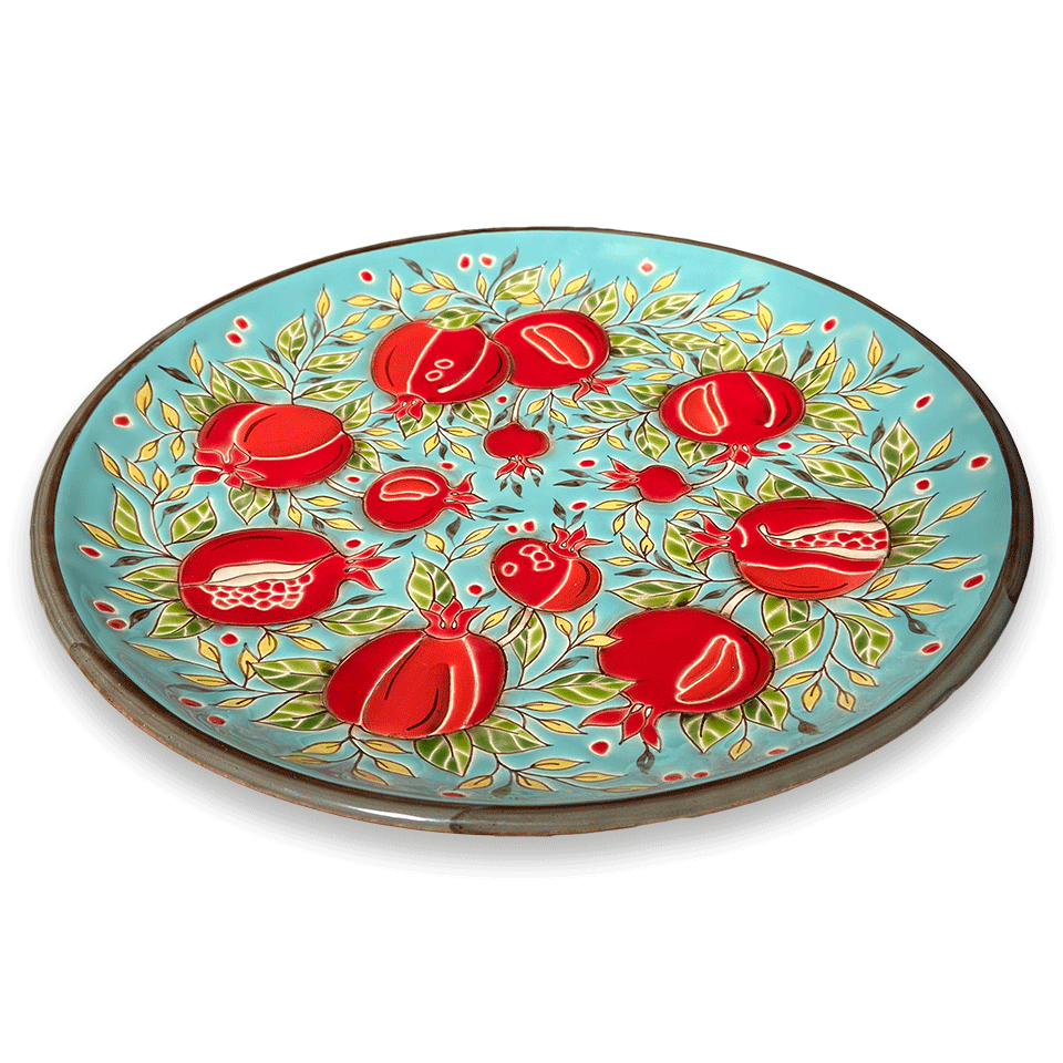 Тарелка Гранаты на бирюзовом