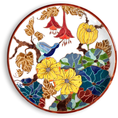 Тарелка Тропики на белом с птицей