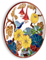 Тарелка Тропики на белом с птицей