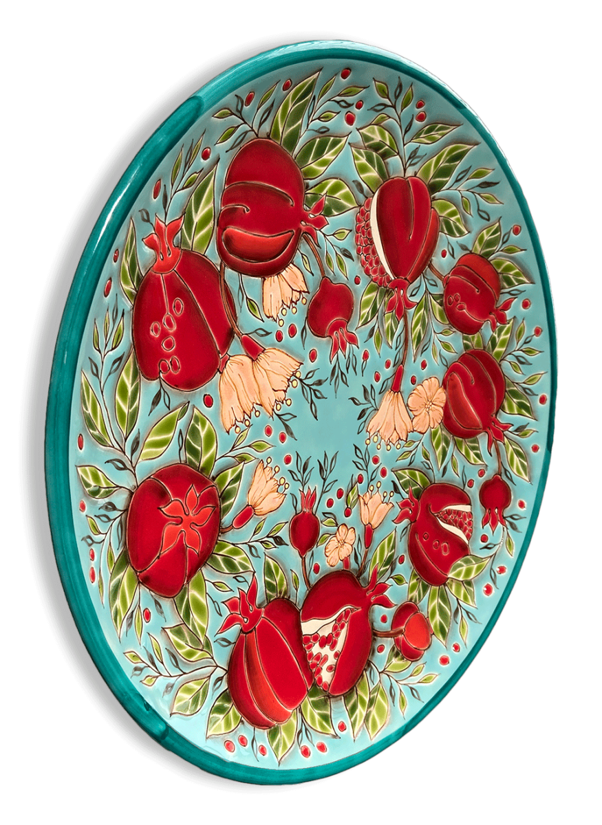 Тарелка Гранаты с новыми цветами