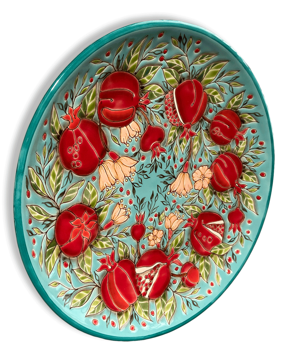 Тарелка Гранаты с новыми цветами